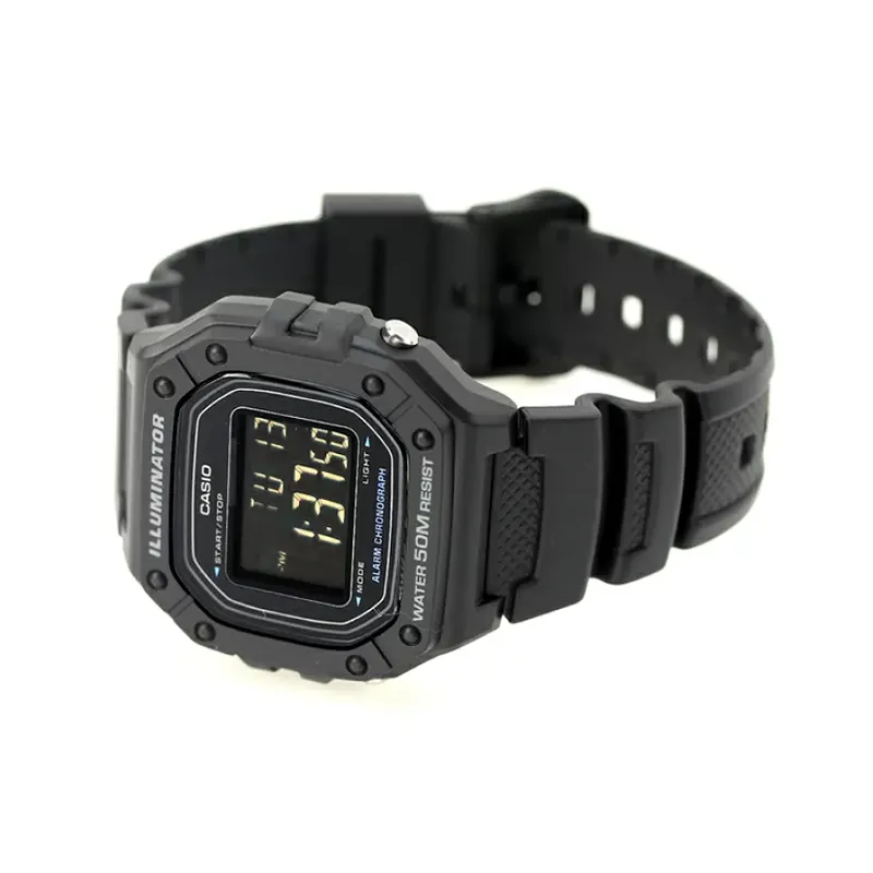 Casio Standard Digital Black Dial Resin Men's Watch- W-218H-1BV